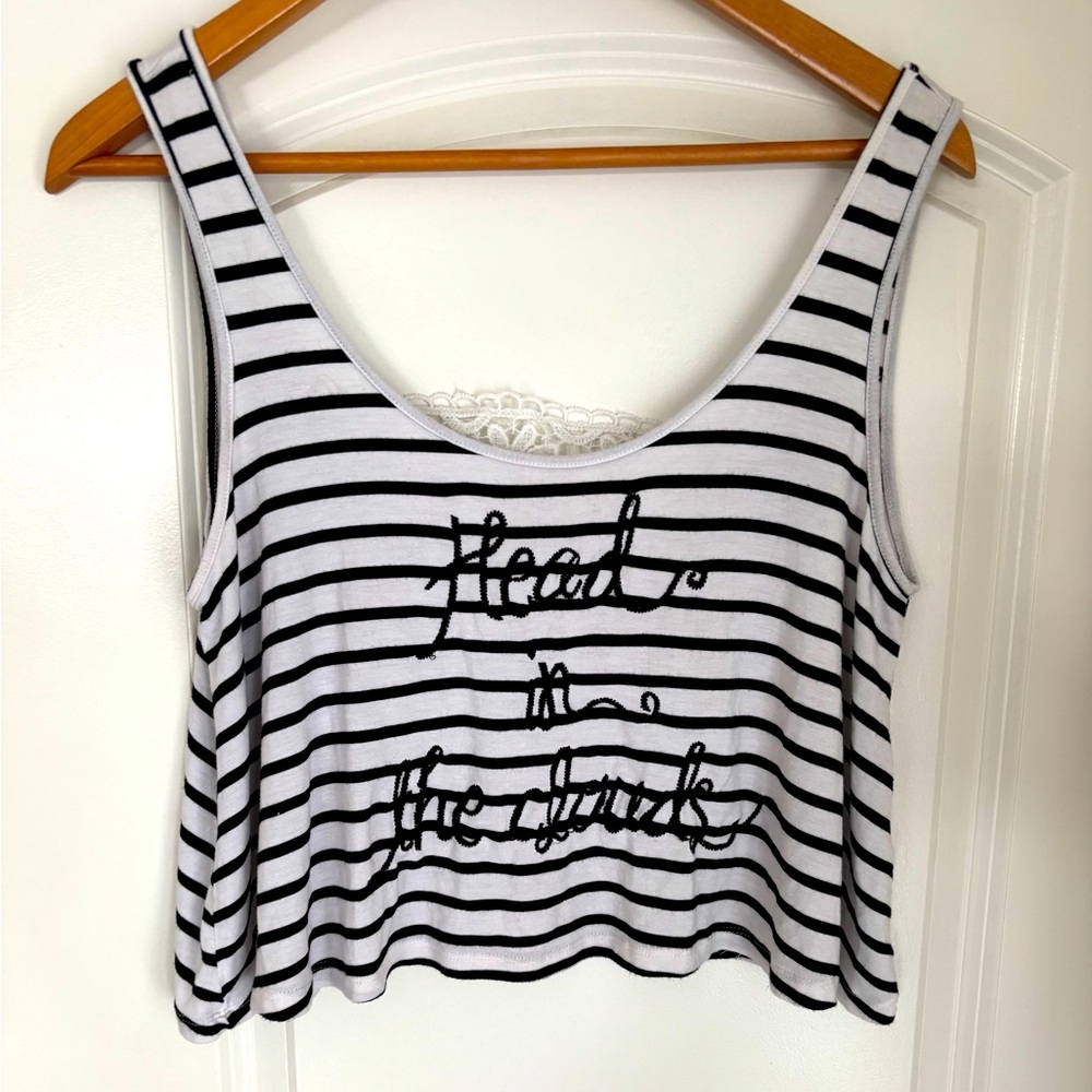 Head in the Clouds embroidered cropped Tank